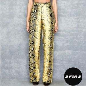 Yellow leather snake print pant